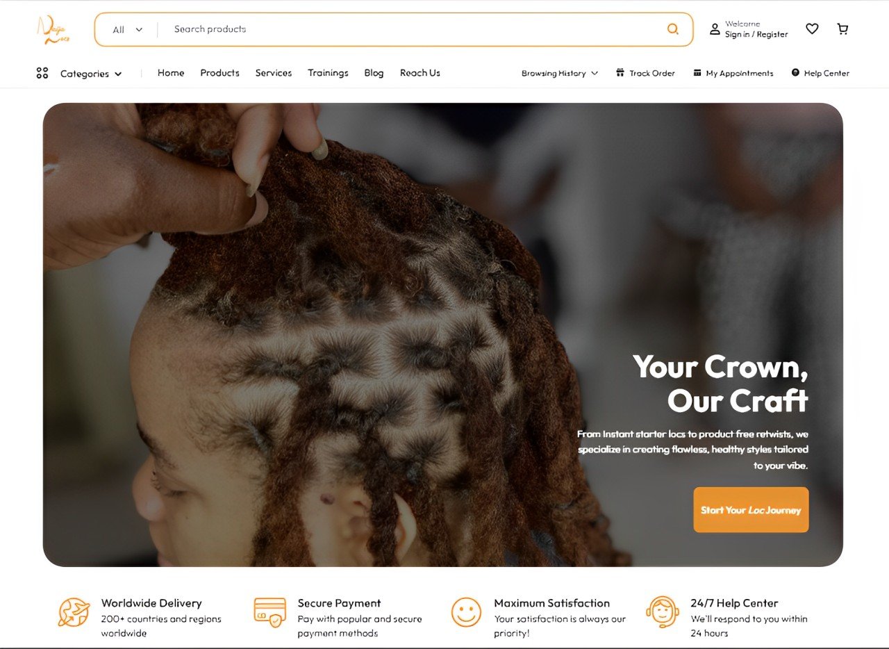 Naija Locs website after the redesign