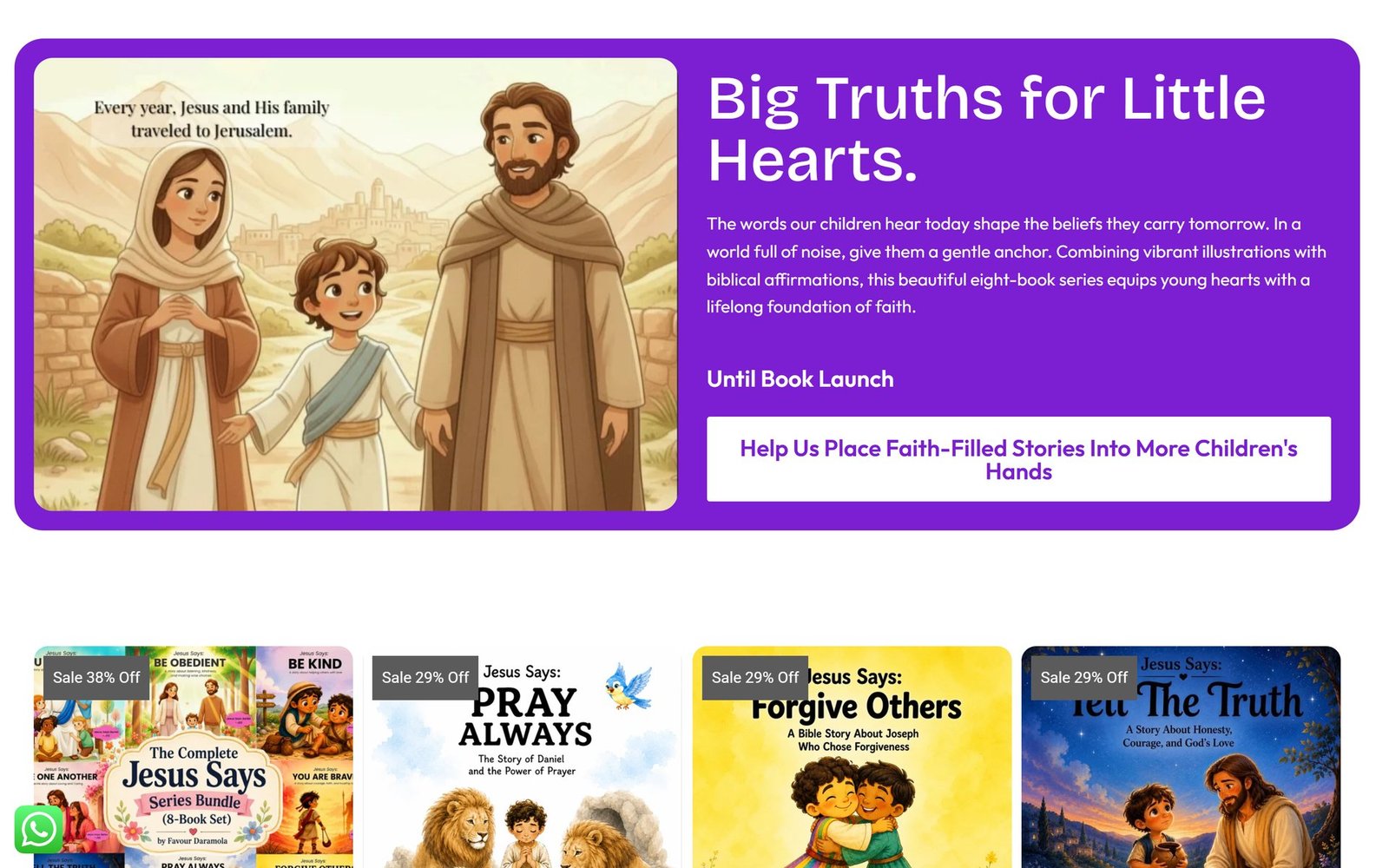 The MyFavSchool Nigeria page: the "Big Truths for Little Hearts" book launch with the children’s book series below.